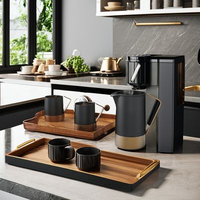 Керамический корпус Французский пресс с ореховой нержавеющей сталью Силиконовый ручок Кофейный чайный комплект