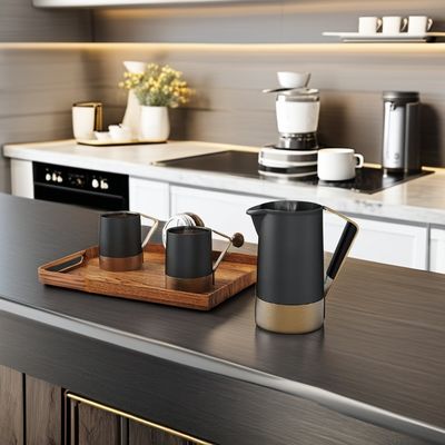 Конфигурационный логотип Французские прессы Роскошная гармония Нержавеющая сталь Керамическая кофеварка