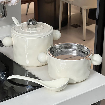 Суп с быстрыми лапшами Керамическая двойная ушка Сердечная чаша со стильной печатью