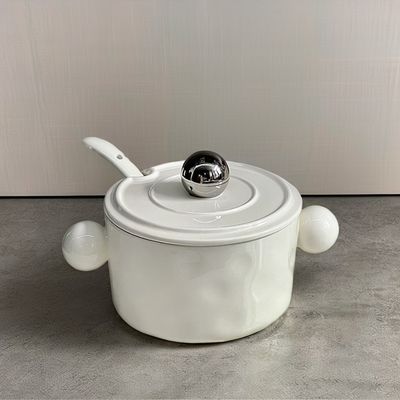 Стильная 1000 мл керамическая тарелка с двумя ручками и крышкой из нержавеющей стали