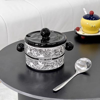 Винтажная керамическая чаша с цветами пинелии в американском стиле и микроволновая емкость для пищи