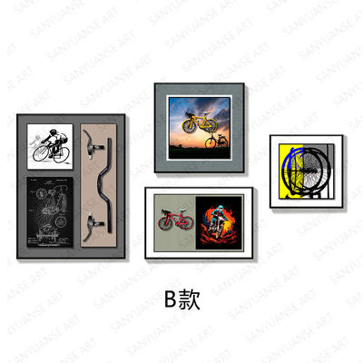 Размер по заказу Современный современный 3D велосипед Комбинация Стенное искусство для декорации гостиной