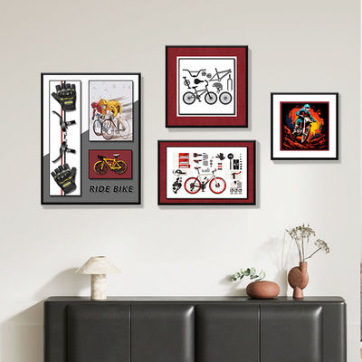 Размер по заказу Современный современный 3D велосипед Комбинация Стенное искусство для декорации гостиной