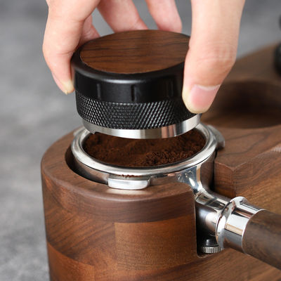 NO 51mm/53mm Регулируемая высота Эспрессо Tamper с ореховым деревом и нержавеющей стали дизайн