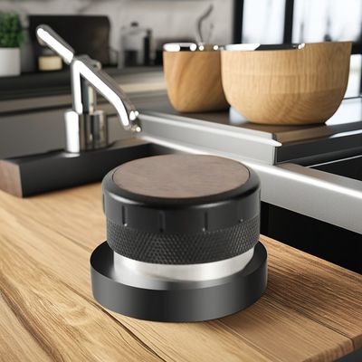 Домой Кофе Регулируемая высота Эспрессо Tampers с ореховым деревом и нержавеющей стали