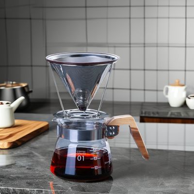 V6 Налейте на нержавеющую сталь инструменты кофеварки с прозрачным стеклянным фильтром капельницы