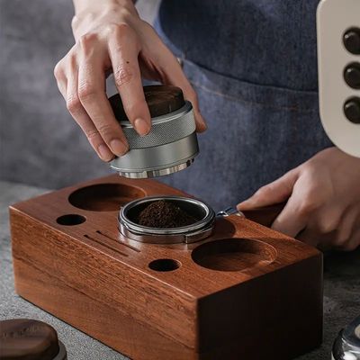 Регулируемая высота Экологически чистый кофеварка из нержавеющей стали с декорацией ореха