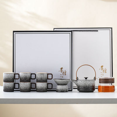 Керамический фарфоровый кофейный стакан с деревянной ручкой и градиентным глазурем