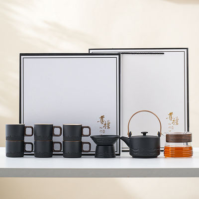 Керамический фарфоровый кофейный стакан с деревянной ручкой и градиентным глазурем