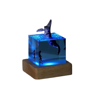 Световой подарок акула дайвер светодиодный океан ночной лампы роскошный дизайн стиль смолой столовые лампы