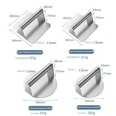 Квадратный нержавеющая сталь бургер пресс не липкая ткань дробилка для Bbq аксессуаров набор инструментов