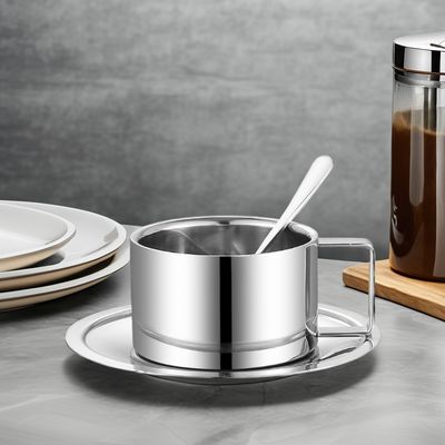 Дизайн стиль роскошный стиль керамическая чашка для кофе с ложкой и подносом из нержавеющей стали