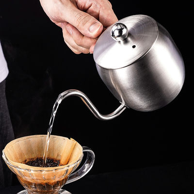 Кофейная кастрюля из нержавеющей стали 304 с длинным ртом вместимостью 500 мл и деревянной ручкой