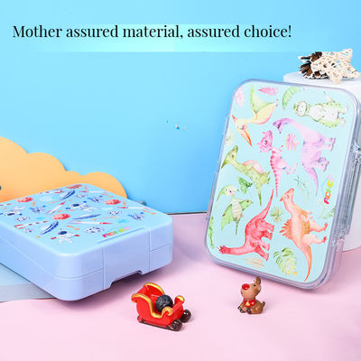Синий двухуровневый детский изоляционный школьный обеденный ящик с пищевыми продуктами Силиконовый герметический кольцо Пластиковые аксессуары Bento