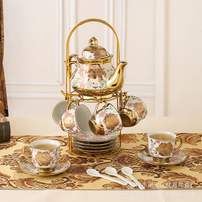 Роскошный керамический чайный набор в европейском стиле с 6 чашками и тарелкой