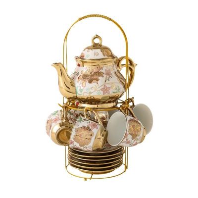 Роскошный керамический чайный набор в европейском стиле с 6 чашками и тарелкой