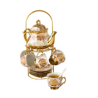 Роскошный керамический чайный набор в европейском стиле с 6 чашками и тарелкой