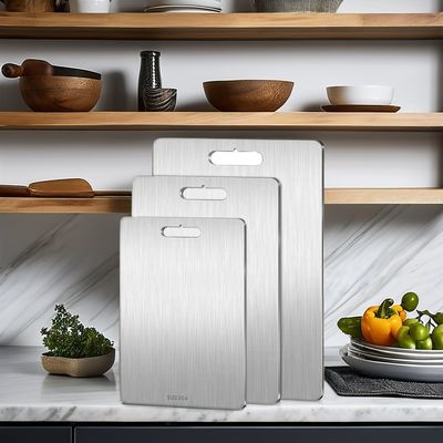Настройка на заказ Нержавеющая сталь Бамбуковая двусторонняя режущая доска для титана пищевого качества