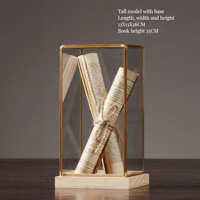 Стеклянная дисплейная коробка с индивидуальным размером и деревянной основой