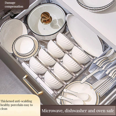 Керамический белый фарфоровый тарелка набор черный ободок для возвращения в школу