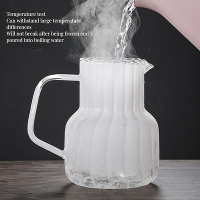 Прозрачный стеклянный чайник классического дизайна с полосатой деревянной крышкой, устойчивой к высоким температурам