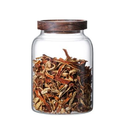 Современная классическая большая стеклянная банка с деревянной крышкой