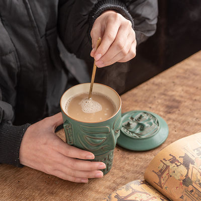 Самый популярный выбор покупателей Sanxingdui End Ceramic Mug с крышкой и культурным дизайном