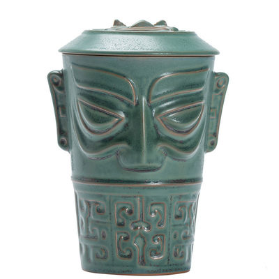 Настраиваемый логотип приемлемый конец Sanxingdui Керамическая кружка большой вместимости с крышкой и ложкой