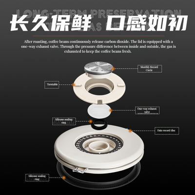 Сохранение продуктов питания Современная банка кофе из нержавеющей стали 304 с дышащей консервацией
