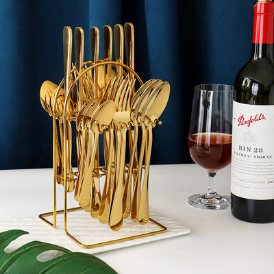 24Pcs Flatware Set Нержавеющая сталь Золото Серебряный Нож Ложка Вилка Столовые принадлежности для вечеринки