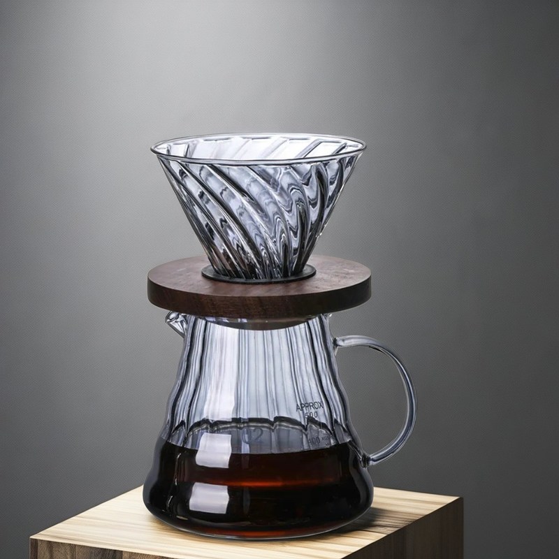 Портативный кофеварка для взрослых с деревянной стойкой и стеклянной трубкой