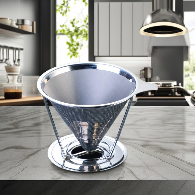 V6 Налейте на нержавеющую сталь инструменты кофеварки с прозрачным стеклянным фильтром капельницы