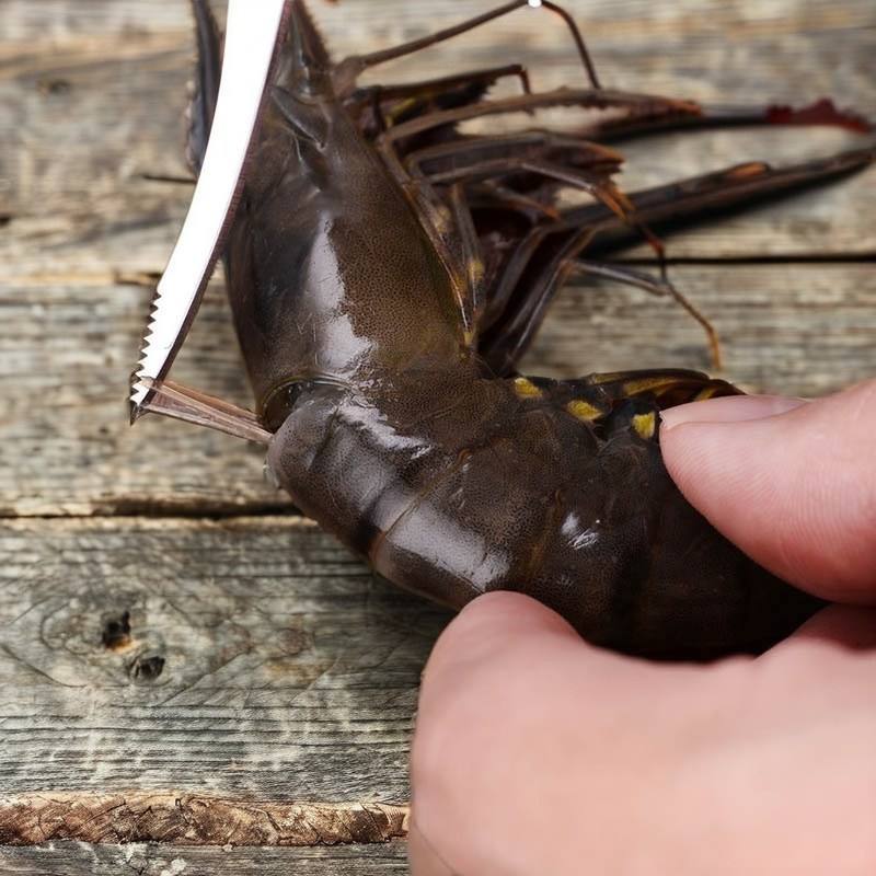 Быстрая чистка креветок с помощью овощных лопаток и ножа для рыбного живота из нержавеющей стали