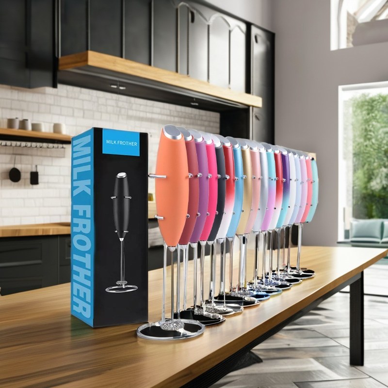 2023 Электрический кофейный пеновар из нержавеющей стали, работающий на батареях, для пенования молока