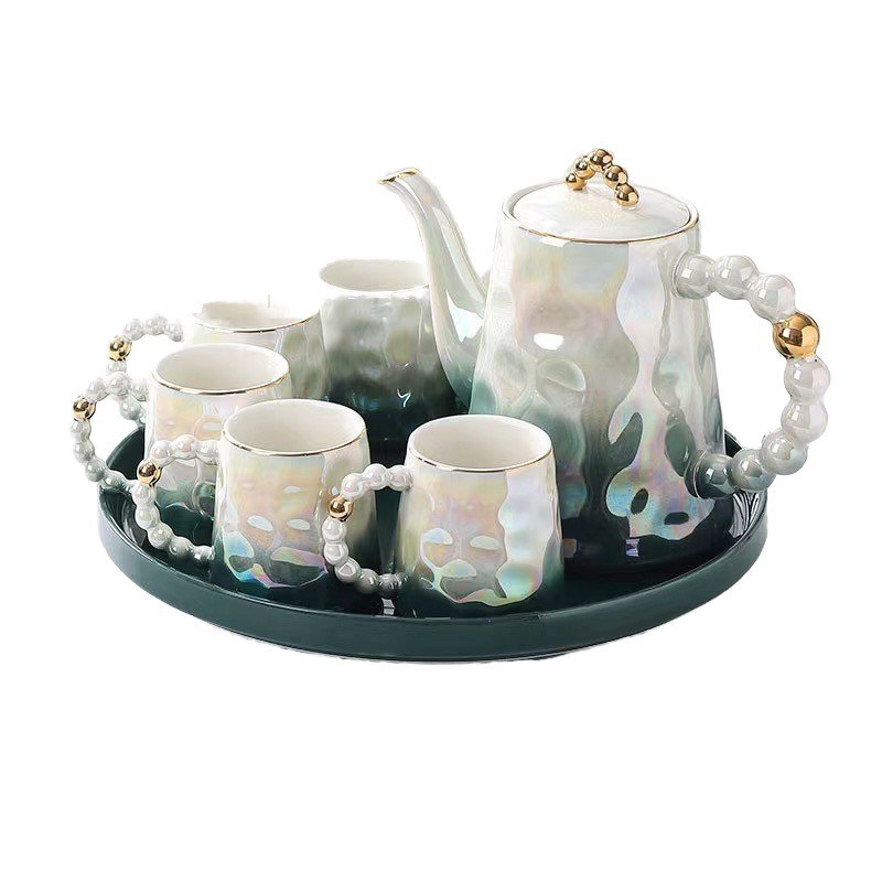 Современный стиль Бамбуковый материал Розовый керамический кофейный стакан в форме раковины и тарелка для послеобеденного чая