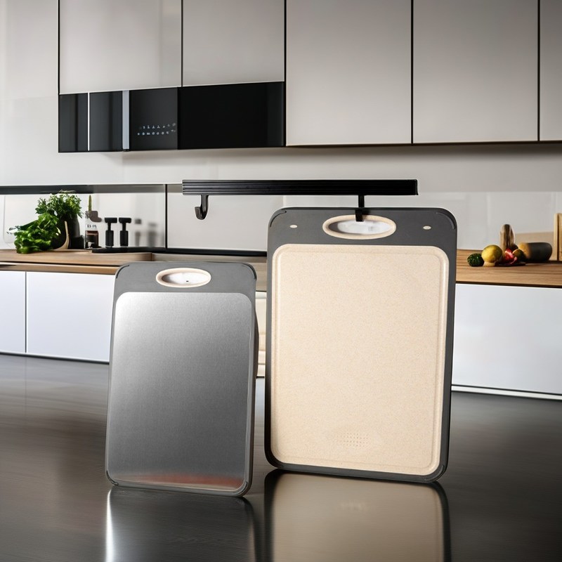 304 Режущая доска из нержавеющей стали Экологически чистый Бамбук Квадратный дизайн Противостволочная пластиковая рама