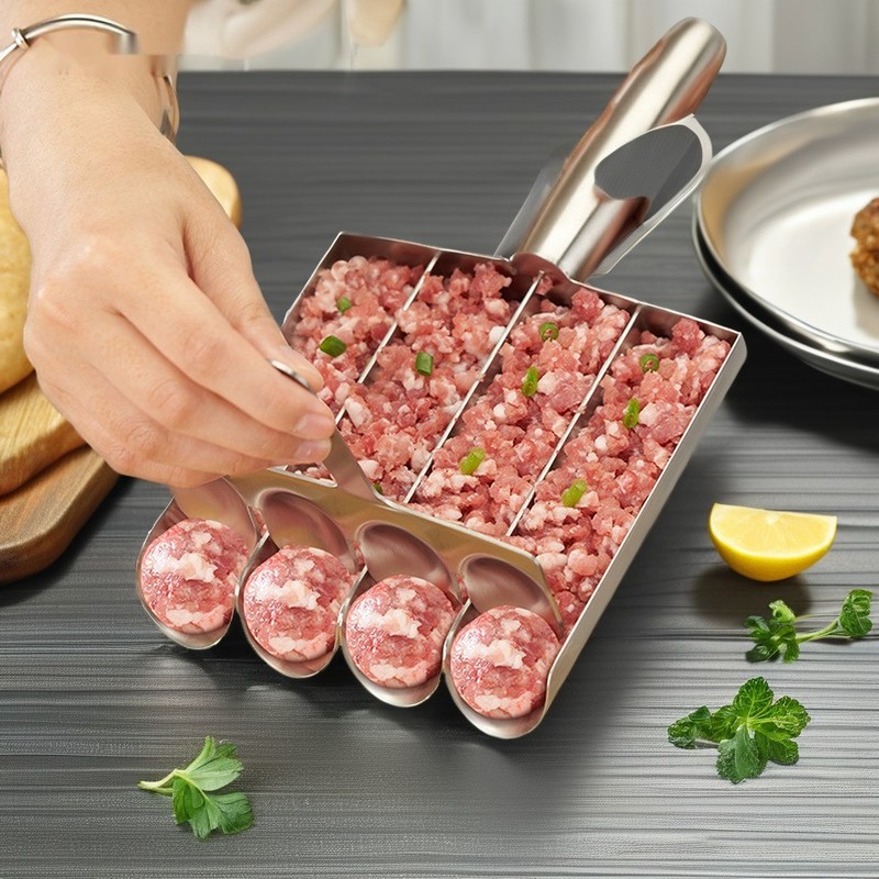 Без усилий готовить дома с бамбуковым набором для изготовления рыбных шариков и неприкасающейся ручной ложкой