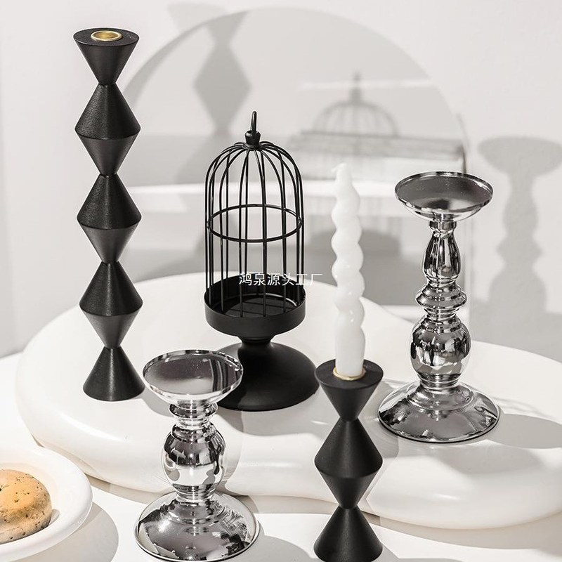 Металлический свечник для дома, декоративный американский железный столовый свечник для свадебного декора
