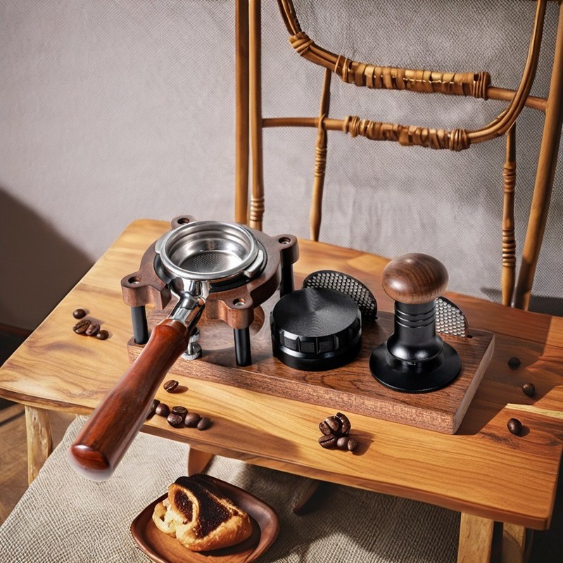 Коммерческий покупатель Кофе-шопы Custom Logo Solid Wood Tamping Station для эспрессо и организатора порошка кофе