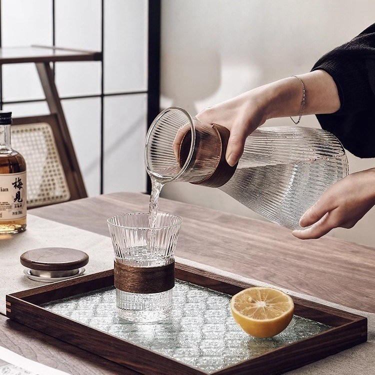 Высокоборосиликатный стеклянный водонасос Custom Logo Glass Jug and Cup Modern Style Style